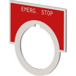 SIEMENS 52NL16R Furnas Accessory for CL51 &amp; CL52 Pushbuttons &amp; Indicator Lights Legends Red Aluminum Large (1 1/4" x 2") Inscription: Emerg. Stop