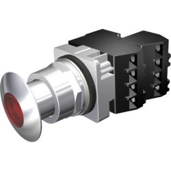 SIEMENS 52PP3G2U Furnas 30mm Command/52 Chrome Finish Heavy Duty Watertight/Oiltight Complete Metal Unit Illuminated Push-Pull Operator Transformer Type Pushbutton