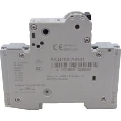 SIEMENS 5SJ4103-7HG41 240VAC 14kA, 1-pole, C curve, 3A, D=70 mm UL 489 MCB Miniature Circuit Breakers