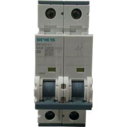 SIEMENS 5SY4211-7 Miniature Circuit Breaker 400VAC 10kA, 2-pole, C Curve, 5A, D=70 mm 72VDC