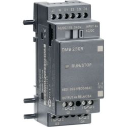 SIEMENS 6ED1055-1FB00-0BA1 LOGO! DM8 230R Expansion Module PS/I/O: 115VAC 115VDC 230VAC 230VDC Relay 2 HP 4 Digital Inputs 4 Digital Outputs