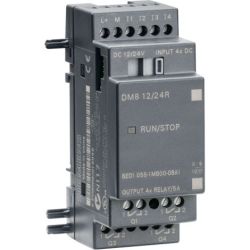SIEMENS 6ED1055-1MB00-0BA1 LOGO! DM8 12/24R Expansion Module PS/I/O: 12VDC 24VDC Relay 2 HP 4 Digital Inputs 4 Digital Outputs