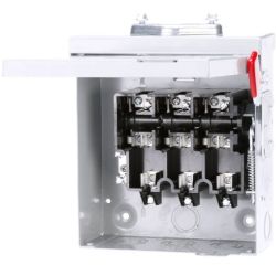 SIEMENS GF321NR Low Voltage Circuit Protection General Duty Safety Switch VBII UL 240VAC 250VDC 30A 3W Fused 3-Pole 4-Wire Single Throw Steel NEMA 3R Outdoor with Neutral Cartridge Fuse