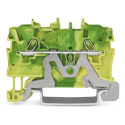 WAGO 2000-1207 TOPJOB®S ground terminal block; rail mount; 2-conductor; 3.5 mm wide; green-yellow
