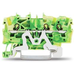 WAGO 2001-1307 TOPJOB® S ground terminal block; rail mount; 3-conductor; 4.2mm wide; green-yellow