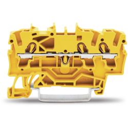 WAGO 2002-1306 TOPJOB&reg;S feedthrough terminal block; rail mount; 3-conductor; 5.2 mm wide; yellow