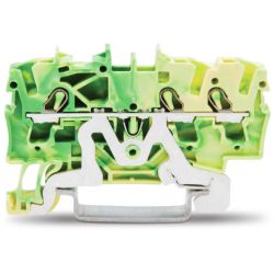 WAGO 2002-1307 TOPJOB&reg;S ground terminal block; rail mount; 3-conductor; 5.2 mm wide; green-yellow