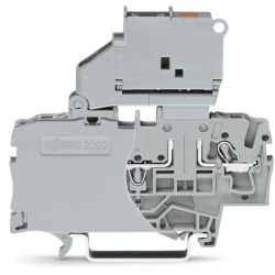 WAGO 2002-1611/1000-541 TOPJOB®S fuse disconnect terminal block; with pivoting fuse holder for 5 x 20 mm fuse; with blown fuse LED indication for 12 - 30 V; rail mount; 2-conductor; 6.2 mm wide; gray