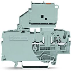 WAGO 2002-1611/1000-542 TOPJOB® S fuse disconnect terminal block; with pivoting fuse holder for 5 x 20mm fuse; with blown fuse LED indication for 30 - 65V; rail mount; 2-conductor; 6.2mm wide; gray
