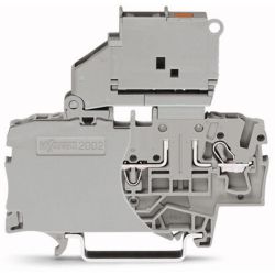 WAGO 2002-1611/1000-867 TOPJOB®S fuse disconnect terminal block; with pivoting fuse holder for 5 x 20 mm fuse; with blown fuse LED indication for 120 V; rail mount; 2-conductor; 6.2 mm wide; gray