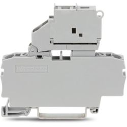 WAGO 2002-1611 TOPJOB®S fuse disconnect terminal block; with pivoting fuse holder for 5 x 20 mm fuse; rail mount; 2-conductor; 6.2 mm wide; gray