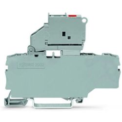WAGO 2002-1711/1000-867 TOPJOB® S fuse disconnect terminals; with pivoting fuse holder for 5 x20 mm fuse; with blown fuse LED indication for 120V; rail mount; 3-conductor; 6.2mm wide; gray