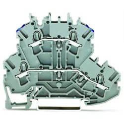 WAGO 2002-2203 TOPJOB&reg;S double-deck terminal block; through/through (L/N); rail mount; 2-conductor; 5.2 mm wide; gray