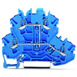 WAGO 2002-2209 TOPJOB&reg;S double-deck terminal blocks; internally commoned; rail mount; 4-conductor; 5.2mm wide; blue