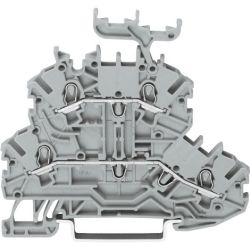 WAGO 2002-2231 TOPJOB®S double-deck terminal block; through/through (L/L); with marker carrier; rail mount; 2-conductor; 5.2 mm wide; gray