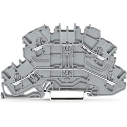 WAGO 2002-2601 TOPJOB&reg;S double-deck terminal block; through/through (L/L); same profile as other 2002-26xx terminal blocks; rail mount; 2-conductor; 5.2 mm wide; gray