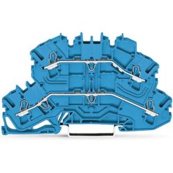 WAGO 2002-2604 TOPJOB®S double-deck terminal block; through/through (N/N); same profile as other 2002-26xx terminal blocks; rail mount; 2-conductor; 5.2 mm wide; blue