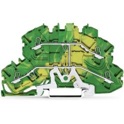 WAGO 2002-2607 TOPJOB&reg;S double-deck ground terminal block; internally commoned; same profile as other 2002-26xx terminal blocks; rail mount; 4-conductor; 5.2 mm wide; green-yellow
