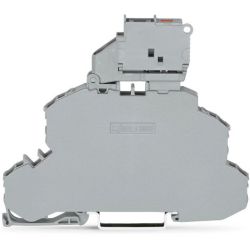 WAGO 2002-2611 TOPJOB®S double-deck fuse disconnect terminal block; with pivoting fuse holder for 5 x 20 mm fuse; through/fuse (L/L); rail mount; 2-conductor; 6.2 mm wide; gray