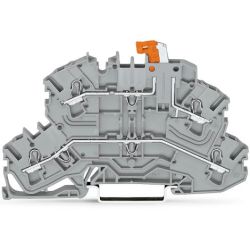 WAGO 2002-2671 TOPJOB®S Double-deck disconnect terminal block; knife disconnect; through/disconnect (L/L); rail mount; 2-conductor; 5.2 mm wide; gray