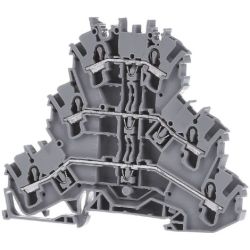 WAGO 2002-3201 TOPJOB®S triple-deck terminals; through/through/through (L/L/L); rail mount; 2-conductor; 5.2mm wide; gray