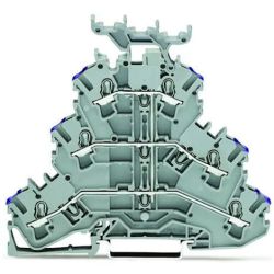 WAGO 2002-3238 TOPJOB®S triple-deck terminal block; internally commoned; with marker carrier; rail mount; 6-conductor; 5.2 mm wide; gray