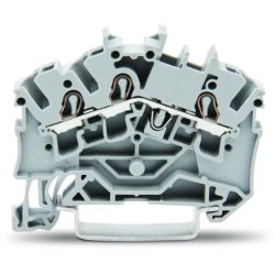 WAGO 2002-6301 TOPJOB&reg;S feedthrough terminal block; angled profile; rail mount; 3-conductor; 5.2 mm wide; gray