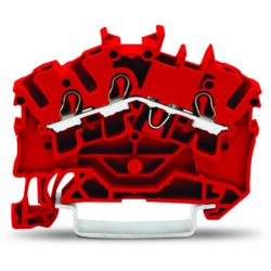 WAGO 2002-6303 TOPJOB&reg; S feedthrough terminal blocks; angled profile; rail mount; 3-conductor; 5.2mm wide; red