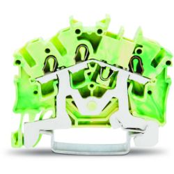 WAGO 2002-6307 TOPJOB®S ground terminal block; angled profile; rail mount; 3-conductor; 5.2 mm wide; green-yellow