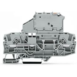 WAGO 2006-1611/1000-541 TOPJOB®S fuse disconnect terminal block; with pivoting fuse holder for 5mm x 20mm fuse; with blown fuse LED indication for 12-30V; rail mount; 2-conductor; 7.5mm wide; gray