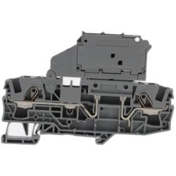 WAGO 2006-1631/1000-0541 TOPJOB®S fuse disconnect terminal block; with pivoting fuse holder for 1/4" x 11/4 mm fuse; without blown fuse LED indication for 12 - 30 V; rail mount; 2-conductor; 7.5 mm wide; gray 51210371