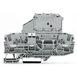 WAGO 2006-1631 TOPJOB®S fuse disconnect terminal block; with pivoting fuse holder for 1/4" x 11/4 mm fuse; without blown fuse LED indication; rail mount; 2-conductor; 7.5 mm wide; gray