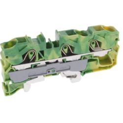 WAGO 2010-1307 TOPJOB&reg; S 3-conductor ground terminal blocks; 10mm<sup>2</sup>; suitable for Ex e II applications; side and center marking; for DIN-rail 35 x 15 and 35 x 7.5; Push-in CAGE CLAMP&reg;; 10.00mm<sup>2</sup>; green-yellow