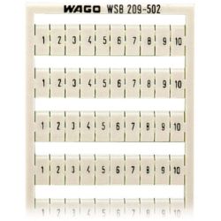 WAGO 209-502 WSB marker cards; as card; MARKED; 1 to 10 (10x); not stretchable; Horizontal marking; snap-on type; white