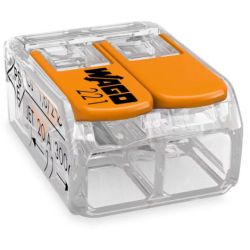 WAGO 221-412 COMPACT splicing connectors; 2-conductor; with operating levers; 12 AWG; transparent housing