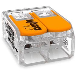 WAGO 221-612 COMPACT splicing connectors; 2-conductor; with operating levers; 10 AWG; transparent housing