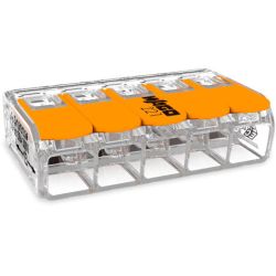 WAGO 221-615 COMPACT splicing connectors; 5-conductor; with operating levers; 10 AWG; transparent housing