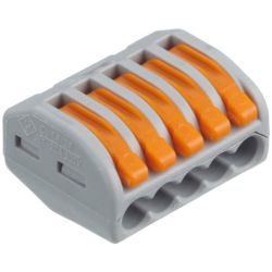 WAGO 222-415 Splicing connector; 5-conductors; with operating levers; gray housing