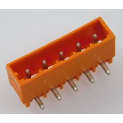 WAGO 231-565/001-000 MCS MIDI Classic THT male headers; 1.2 x 1.2 mm solder pin; angled; Pin spacing 5.08 mm; 5-pole; orange