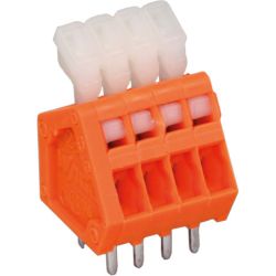 WAGO 233-504 PCB terminals; push-button; 0.5mm<sup>2</sup>; Pin spacing 2.54mm; 4-pole; CAGE CLAMP®; 0.50mm<sup>2</sup>; orange