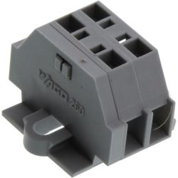 WAGO 260-102 2-conductor terminal strip 2-pole without push-buttons with fixing flanges for screw mounting types Fixing hole 3.2 mm Ø; 1.5 mm<sup>2</sup> 1.50 mm<sup>2</sup> gray