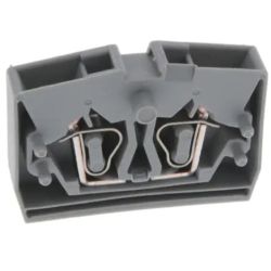 WAGO 264-301 2-conductor end terminal block; without push-buttons; with fixing flange; for screw or similar mounting types; Fixing hole 3.2 mm &Oslash;; 2.5 mm<sup>2</sup>; CAGE CLAMP&reg;; 2.50 mm<sup>2</sup>; gray