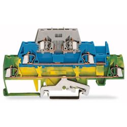 WAGO 280-510 Triple-deck terminals; for DIN-rail 35 x 15 and 35 x 7.5; 2.5 mm<sup>2</sup>; CAGE CLAMP&reg;; 2.50 mm<sup>2</sup>; green-yellow/blue/gray