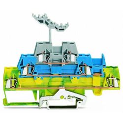 WAGO 280-547 Triple-deck terminal block; Ground conductor/through/through terminals; with marker carrier; for DIN-rail 35 x 15 and 35 x 7.5; 2.5mm<sup>2</sup>; CAGE CLAMP®; 2.50mm<sup>2</sup>; green-yellow/blue/gray