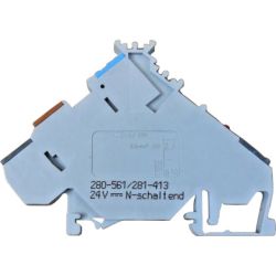 WAGO 280-561/281-413 3-conductor sensor terminals; LED (red); for NPN-(low-side) switching sensors; with colored conductor entries; 2.5mm<sup>2</sup>; CAGE CLAMP®; 2.50mm<sup>2</sup>; gray