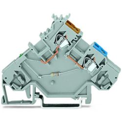 WAGO 280-564/281-483 3-conductor sensor supply terminals; LED (green); for PNP-(high-side) switching sensors; Power supply from sensor side; with colored conductor entries; 2.5mm<sup>2</sup>; CAGE CLAMP®; 2.50mm<sup>2</sup>; gray