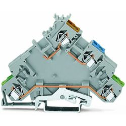 WAGO 280-574 4-conductor sensor supply terminals; with ground contact; with colored conductor entries; 2.5mm<sup>2</sup>; CAGE CLAMP®; 2.50mm<sup>2</sup>; gray