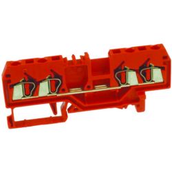 WAGO 280-830 4-conductor through terminals; 2.5 mm<sup>2</sup>; center marking; for DIN-rail 35 x 15 and 35 x 7.5; CAGE CLAMP&reg;; 2.50 mm<sup>2</sup>; red