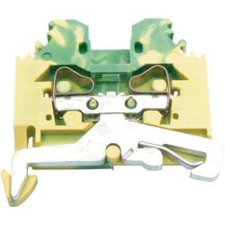 WAGO 281-107 2-conductor ground terminals; 4mm<sup>2</sup>; lateral marker slots; for DIN-rail 35 x 15 and 35 x 7.5; CAGE CLAMP&reg;; 4,00 mm<sup>2</sup>; green-yellow