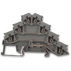 WAGO 281-530 Quadruple-deck rail-mounted terminals; Rail-mounted terminal block for electric motor wiring; L1 - L2 - L3 - PE; for DIN-rail 35 x 15 and 35 x 7.5; 2.5mm<sup>2</sup>; CAGE CLAMP®; 2.50mm<sup>2</sup>; gray
